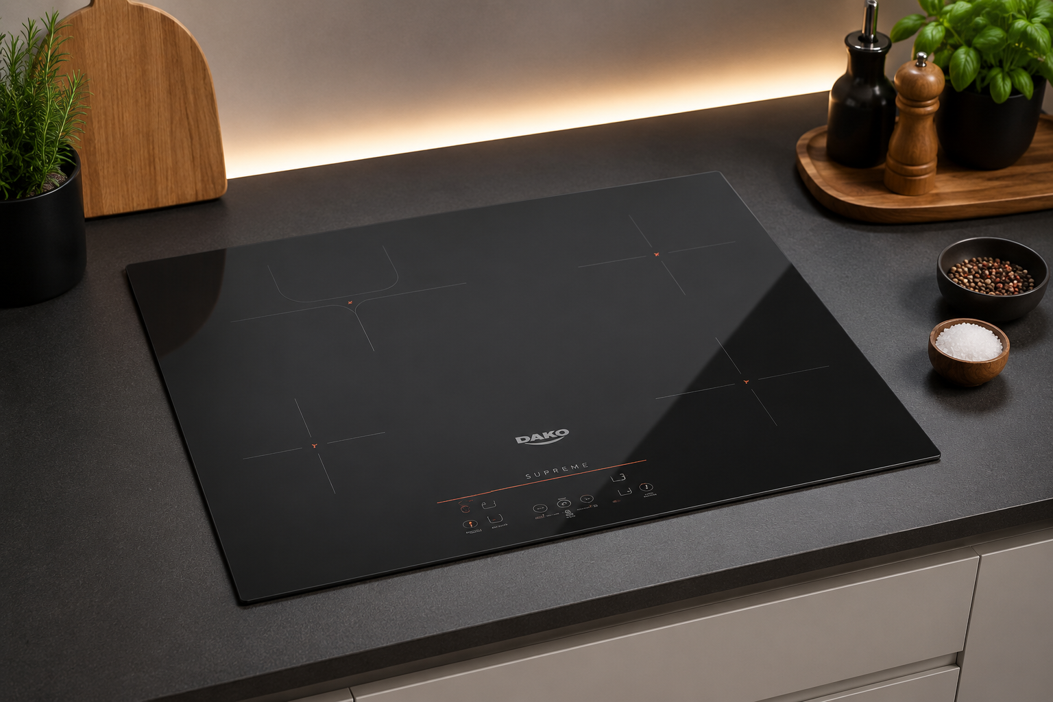 Cooktop de Indução 4 Bocas Preto com Trava de Segurança Dako Supreme